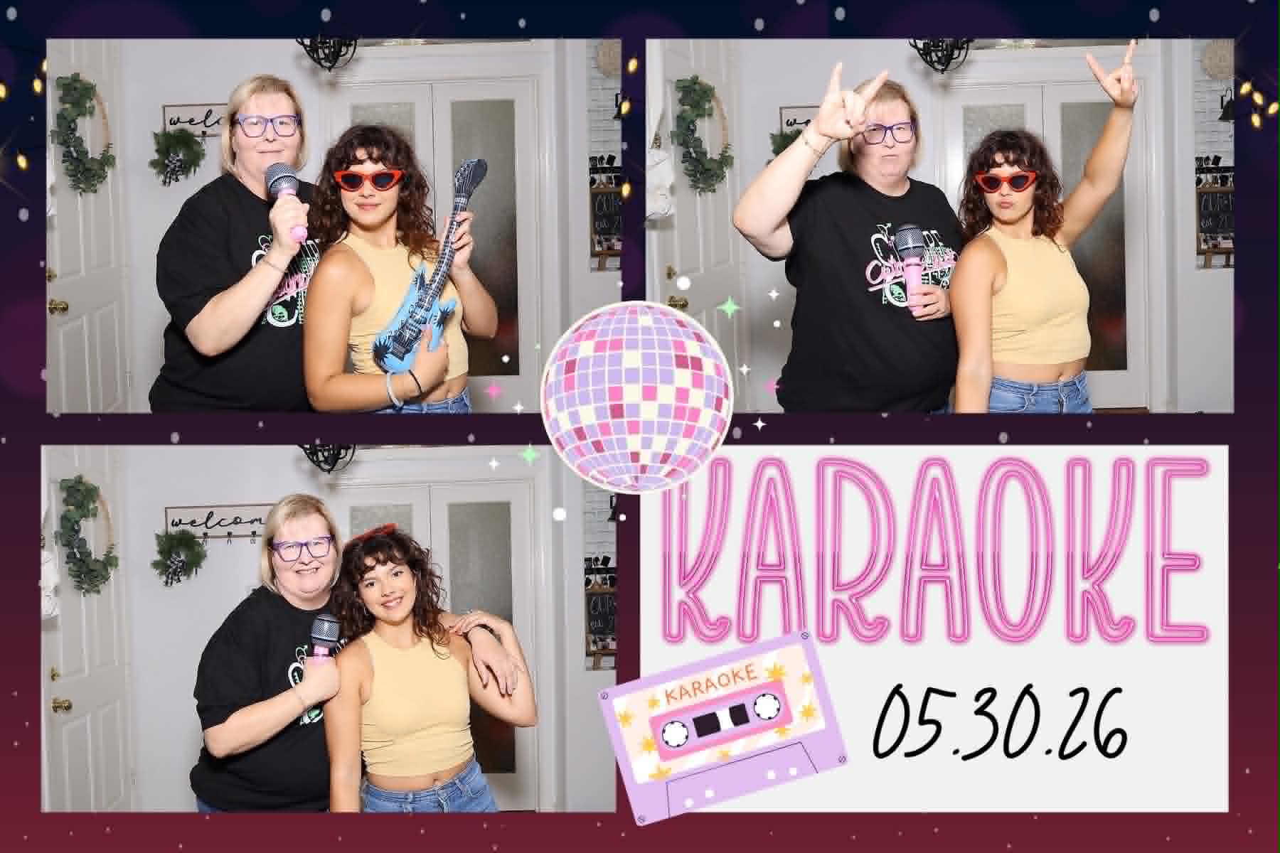Couple in an SLK karaoke photo booth